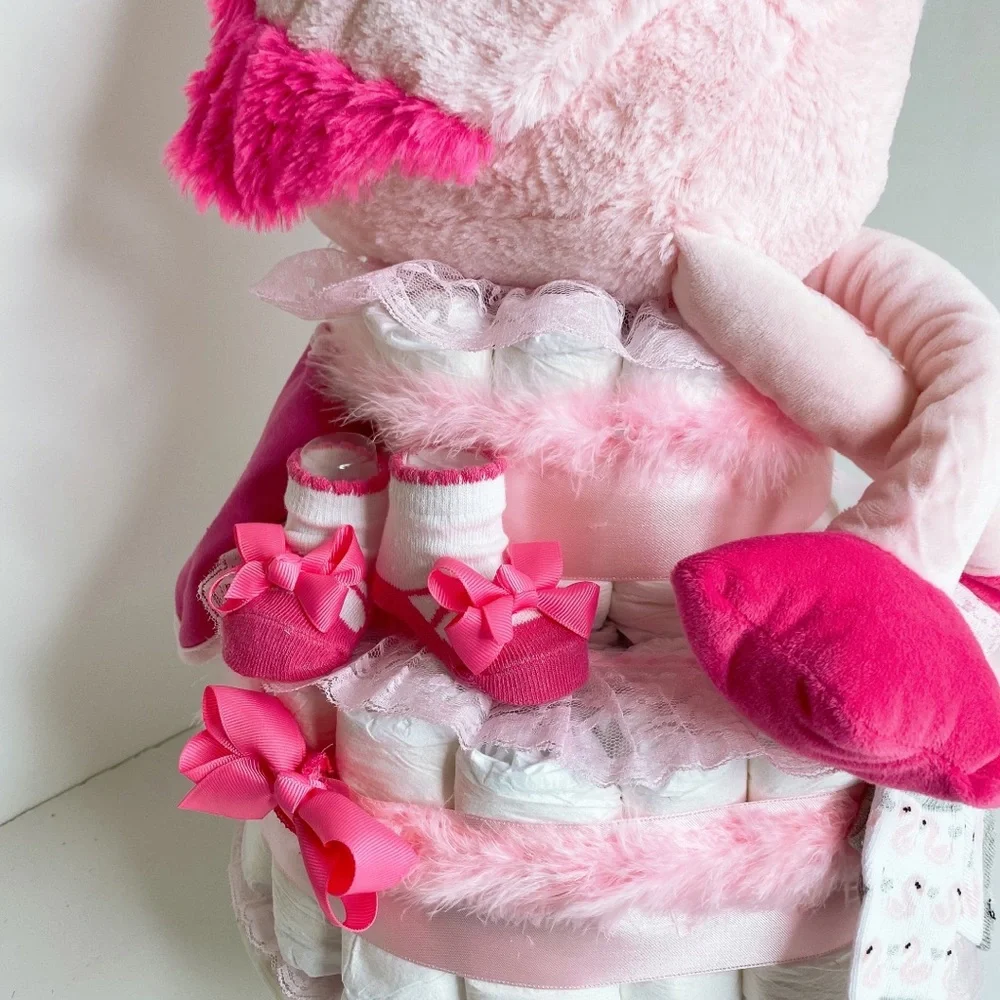 Pink Flamingo Diaper Cake, Flamingo Themed, Flamingo Baby Shower, Centerpiece